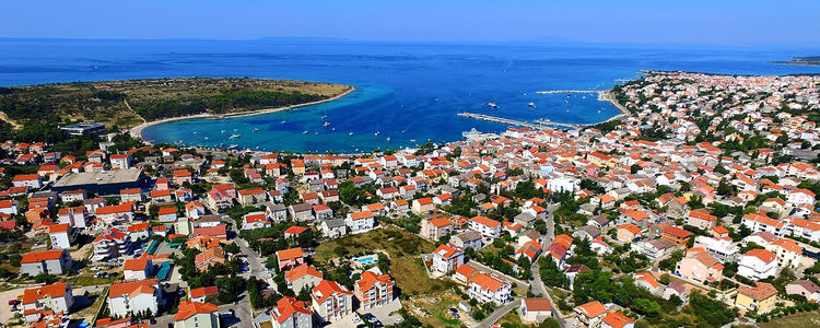 Yacht moorings in Novalja Bay