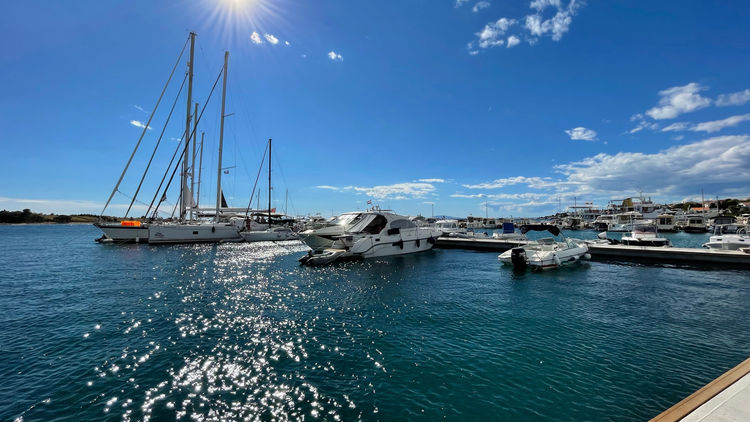 Yacht moorings in Novalja Bay