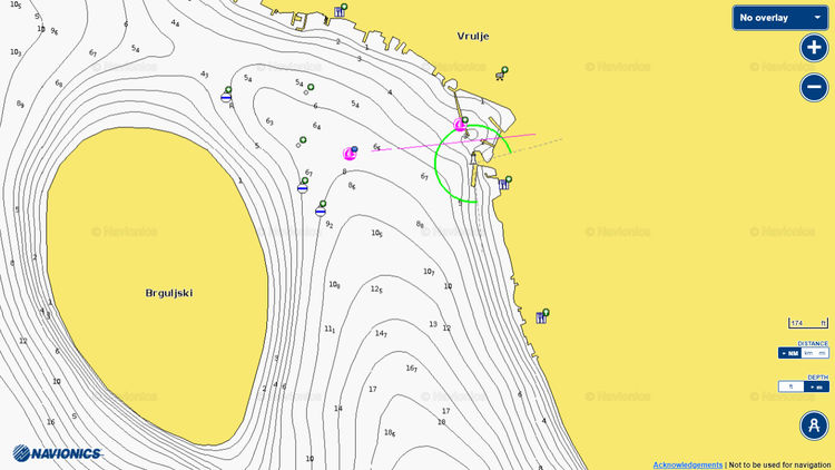 To open Navionics chart of yacht moorings Brgulje