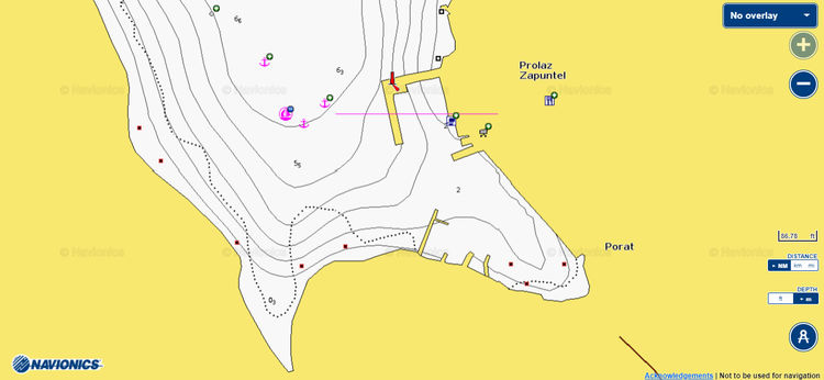 To open Navionics chart of yacht moorings in Zapuntel Bay