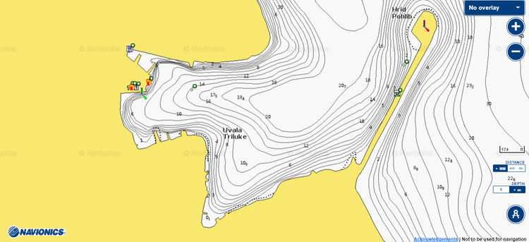 To open Navionics chart  of yacht moorings in Zaglav