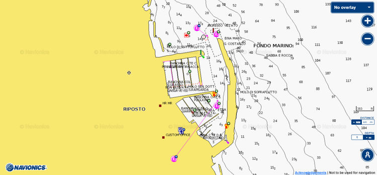 To open Navionics chart of yacht marina Porto del Etna