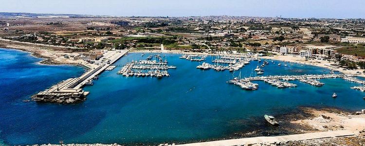 Yacht moorings in Marzamemi harbor