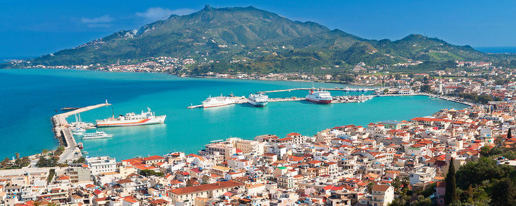 Yacht moorings in the port of Zakynthos