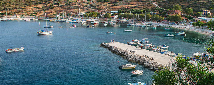 Yacht moorings in St. Nikolaos Bay