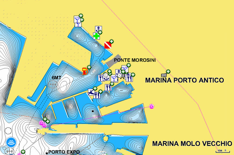 To open Navionics chart of yacht marina Porto antico di Genova.