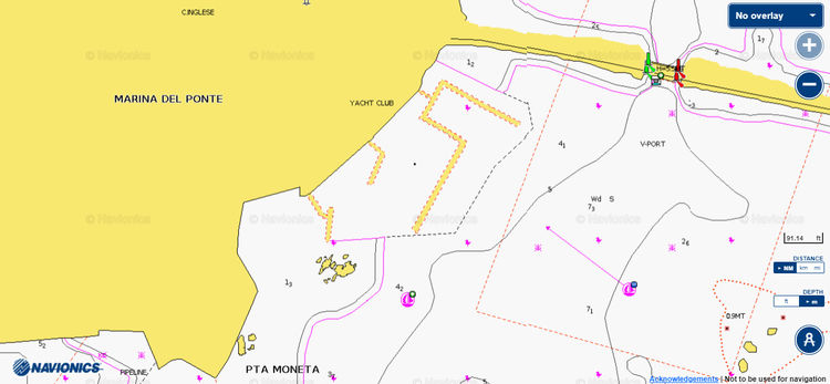 To open Navionics chart of Marina del Ponte of Maddalena Island