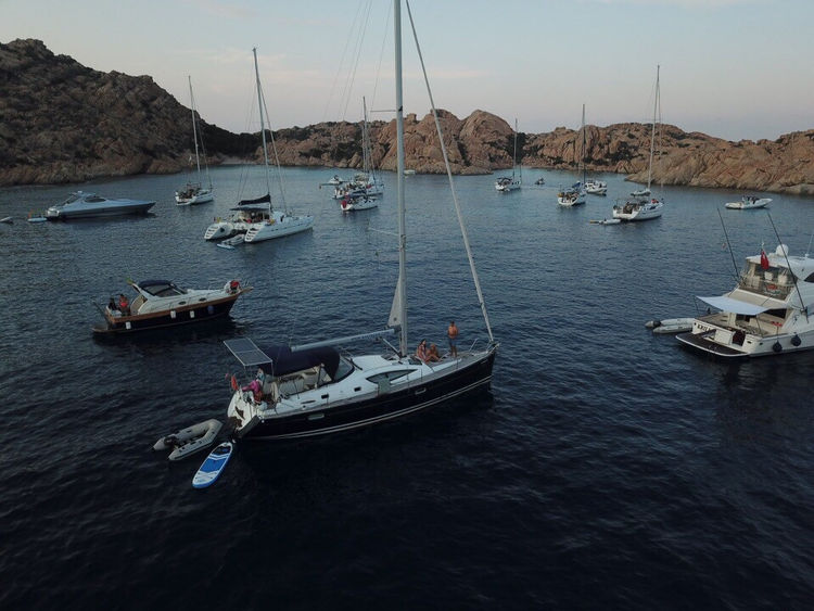 Yacht anchorage in Cala Caticcio on Caprera Island