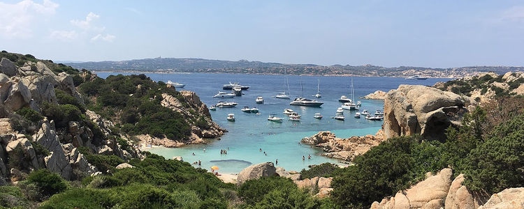 Yacht anchorage in Cala Napoletana on Caprera Island