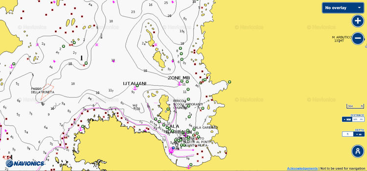 To open Navionics chart of Yacht anchorage in Cala Garibaldi