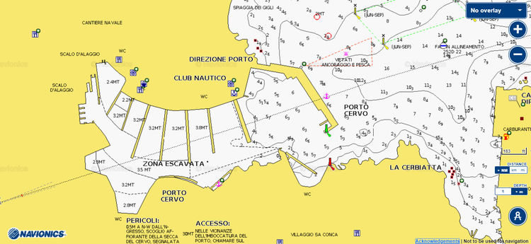 To open Navionics chart of Яхтенная марина Порто Черво. Сардиния