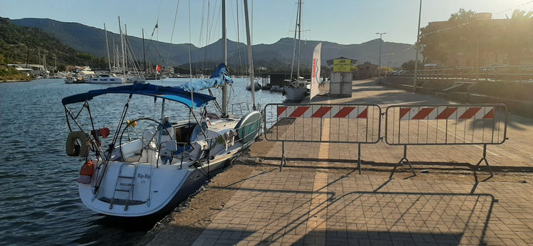 Yacht mooring at the waterfront on the left bank of the Temo River