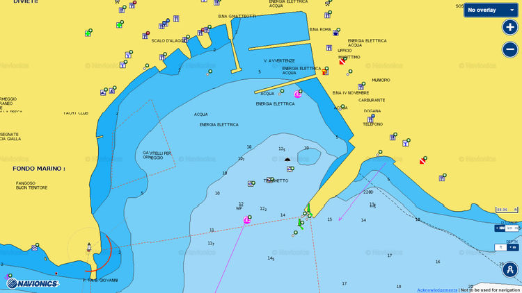 To open a Navionics chart of yacht acht moorings in Porto Azuro