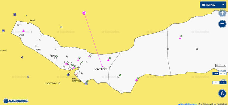 Yacht moorings in Vathys Fishport