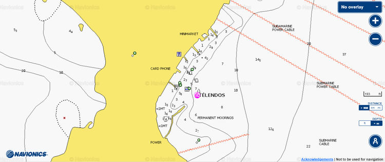 To open Navionics chart of yacht anchorages near Telendos Island. Kalymnos Island. Dodecanese. Greece