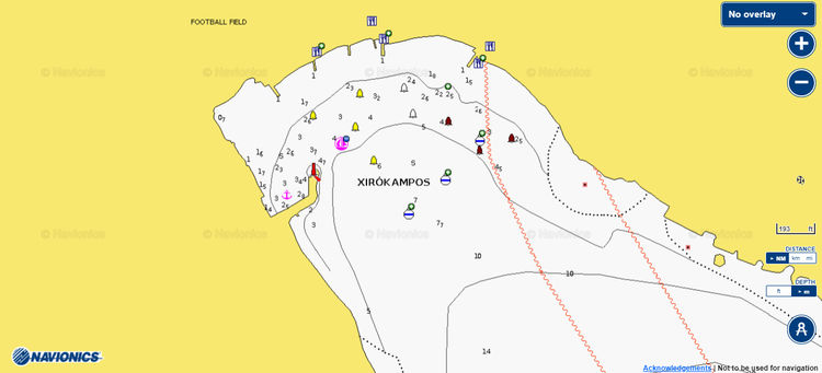 To open Navionics chart Navionics yacht anchorages in Xirokampos Bay