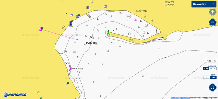 To open Navionics chart of yacht moorings in Panteli