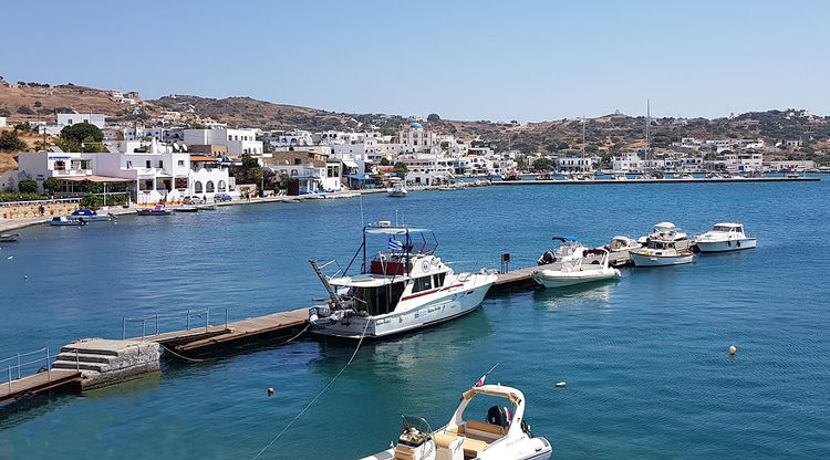 Yacht moorings in Lipsi harbor