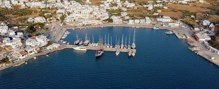 Yacht moorings in Lipsi harbor