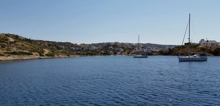 Yacht moorings in Lipsi harbor