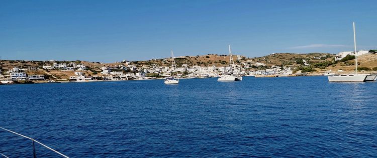 Yacht moorings in Lipsi harbor