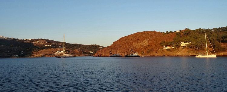 Yacht anchorage in Aspri Bay