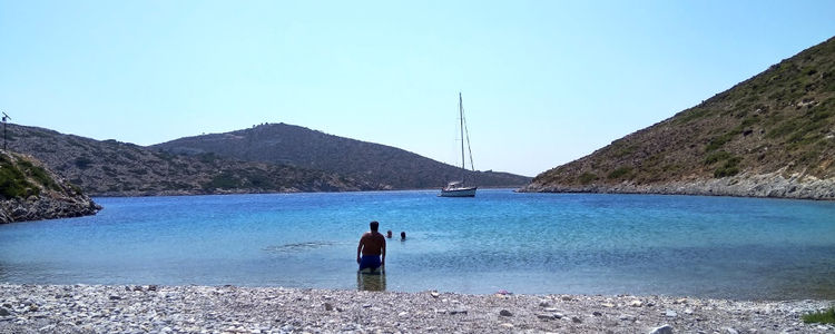 Yacht anchorage in Spilia Bay