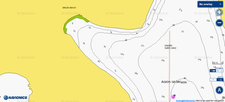 To open Navionics chart of yacht anchorage in Spilia Bay