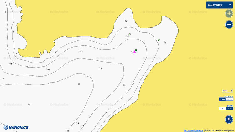 To open Navionics chart of yacht anchorage in Tsangari Bay