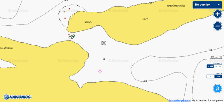 To open Naionics chart of yacht anchorage in Catholiko Bay