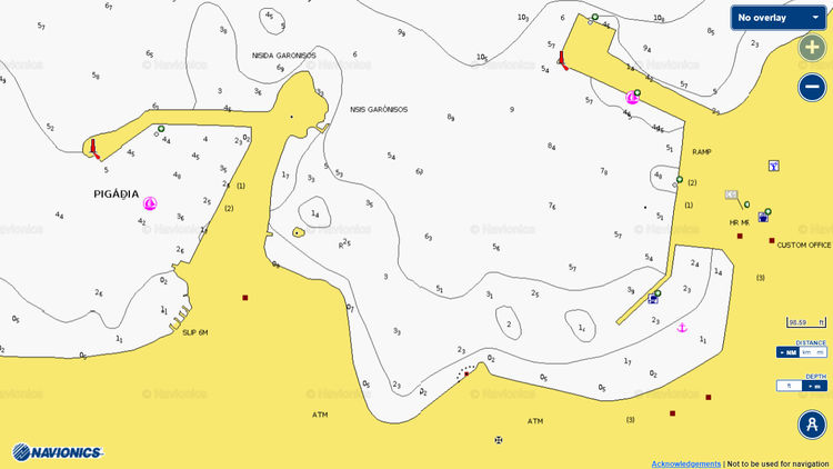 To open Navionics chart of yacht mooorings in Кarpathos harbor