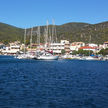 Yacht moorings in Korfos. Sofiko Bay.