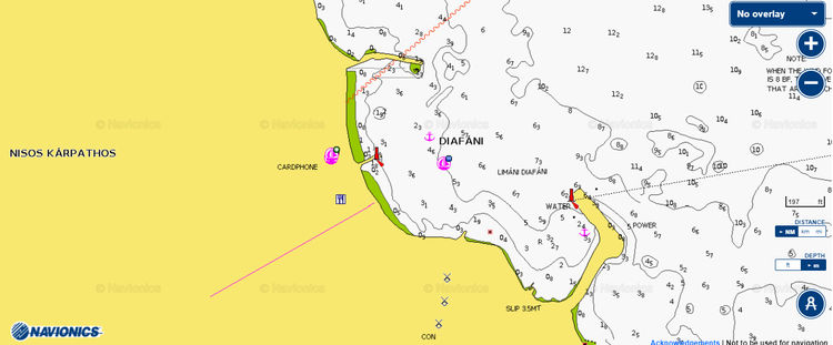 To open Navionics chart of yacht mooring in Diafani Harbor