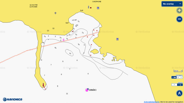 To open Navionics chart of yacht mooring in Finiki Harbor