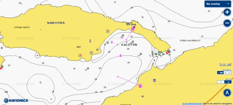 To open the Navionics chart of yacht anchorages at Nikoyrias Island. Amorgos. Cyclades. Greece