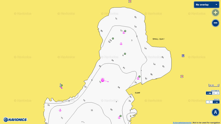 To open Navionics chart of yacht mooring sites in Mersini Harbor on Schinoussa Island. Cyclades. Greece