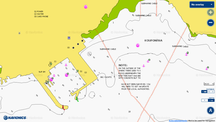 To open Navionics chart of yacht mooring in Koufonissia Harbor. Koufonissia Island. Cyclades. Greece