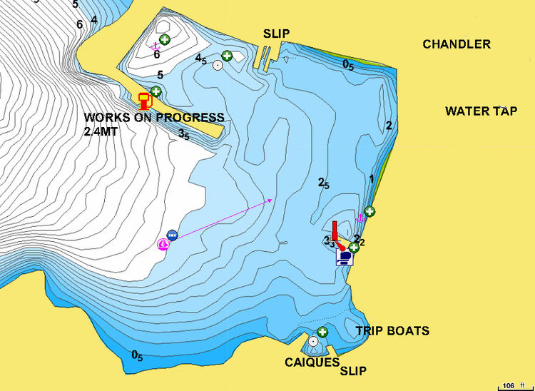 To open Navionics chart of yacht moorings in Mourtos. Ionian Sea. Greece.