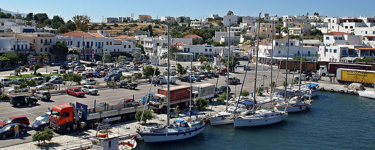 Yacht moorings in Gavrio Harbor