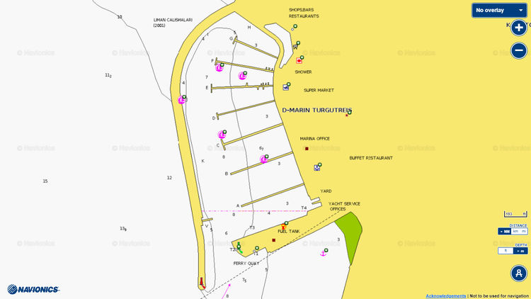 To open Navionics chart of Turgutreis yacht marina