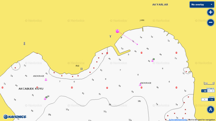 To open Navionics chart of Fishport Akyarlar