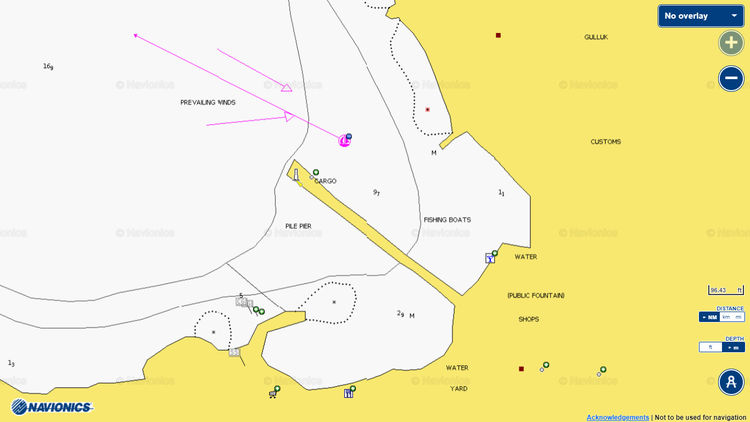 To open Navionics chart of Port Gulluk