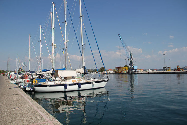 Yachts at the northern part of the city waterfront of Preveza. Ionian Sea. Greece.