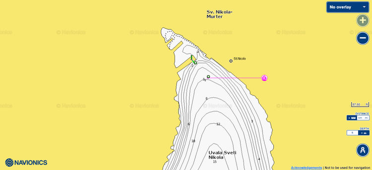 To open Navionics chart  of yacht anchorage in Sveti Nikola Bay