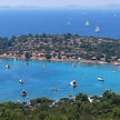 Yacht mooring on buoys and anchors in Kosirina Bay