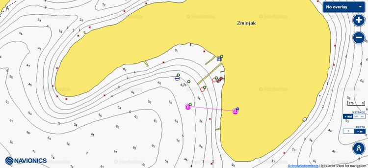 To open Navionics chart  of yacht moorings at Zminjak Island