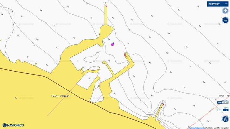 To open Navionics chart  of yacht mooring in Tkon harbor