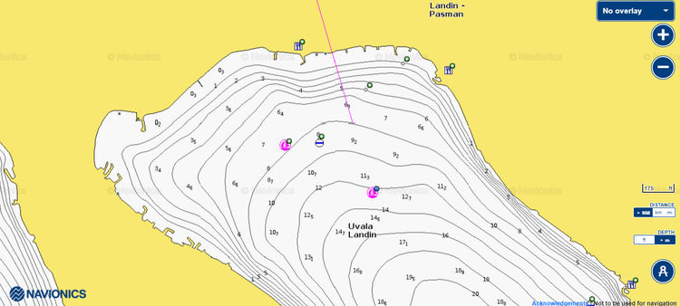 To open Navionics chart  of yacht moorings in Landin Bay