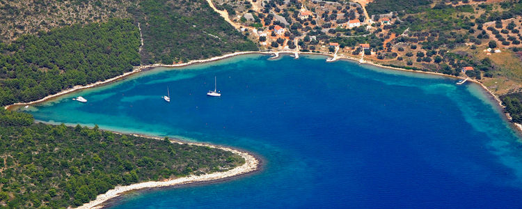 Yacht moorings in St. Ante Bay