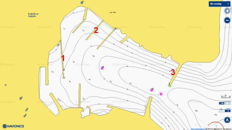 To open Navionics chart  of yacht moorings in Kuklica harbor